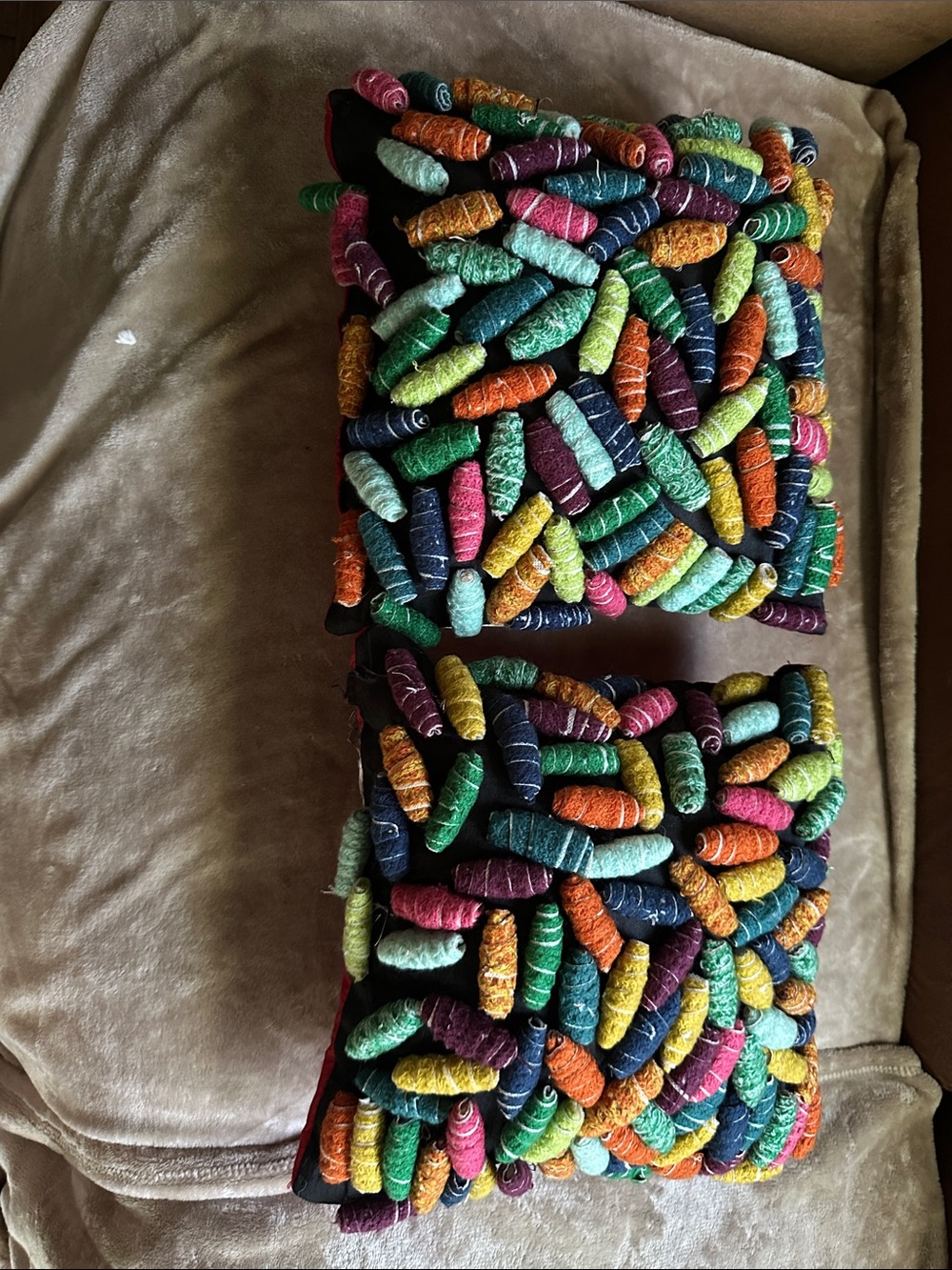 Colorful Handcrafted Textured Throw Pillows - Multicolor